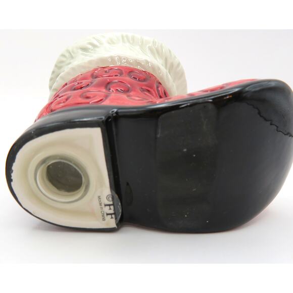 Vintage Fitz and Floyd Ceramic Red Christmas Santa Boot Salt & Pepper Shakers - Picture 10 of 12